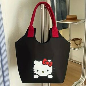 Hello Kitty Black Tote with Burgundy Handles